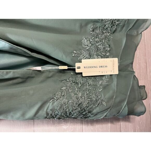 NEW Wedding Dress Flutter Sleeves Mint Embroidered Blouse Small - Picture 4 of 7